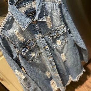 Women’s Ripped Jean Jacket - Size Large - Rue 21